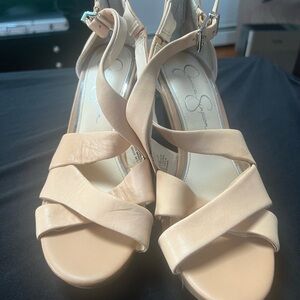 Jessica Simpson Jakayla Nude Wedge Sandals – Size 8.5M (Slightly Used